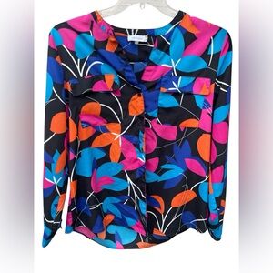 Calvin Klein women’s top/ blouse size Large, relaxed floral, Luxury
